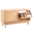 thumbnail image 1 of Entryway Shoe Storage Bench 39.4x11.8x20.9“ Rattan-Like Rack Flip Drawer, 1 of 12