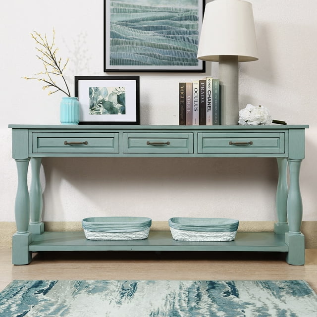 Entryway Table, Console Table with Drawers and Bottom Shelf, Extra