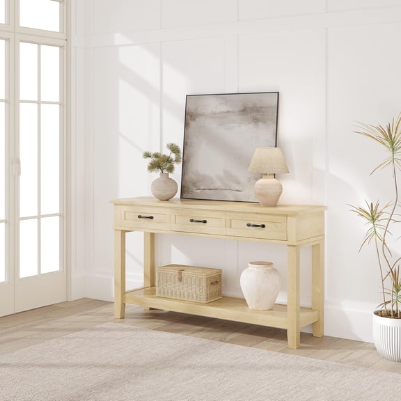 Light Oak 3-drawer Multi-layer Hallway Console Table