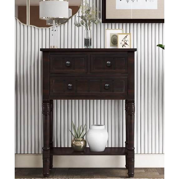 Entryway Table with Drawers & Shelf, SEGMART 23" Small Console Table Sofa Table with Storage, Elegant Console Table Small Entry Table for Small Spaces Living Room Hallway Foyer Study, Espresso, H1065