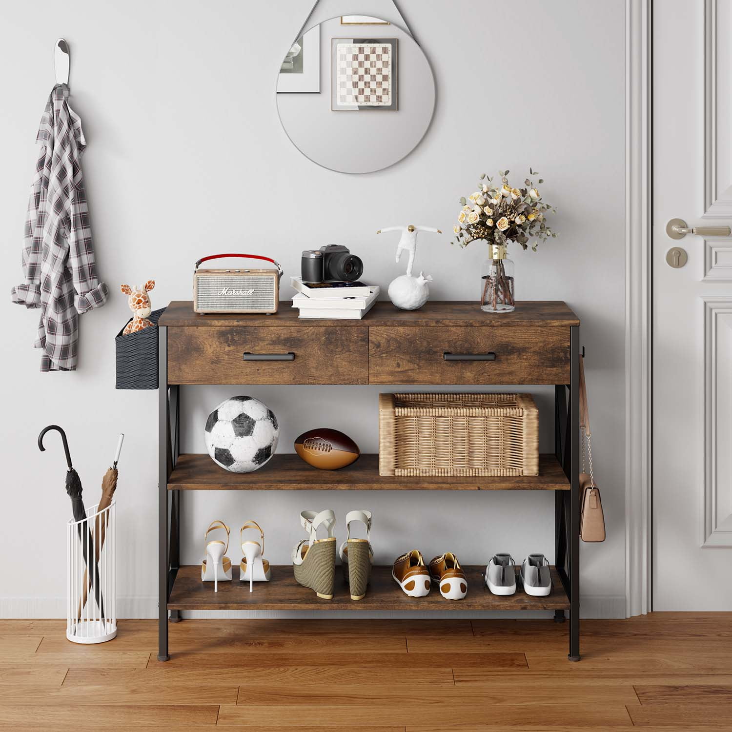 Lofka Minimalist Metal Entryway Console Table with 2 Drawers Lofka Minimalist Metal Entryway Console Table with 2 Drawers