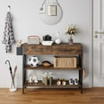 thumbnail image 1 of Entryway Table, Lofka Console Table Sofa Table with 2 Drawers, 3 Shelves, Fabric Bag, Retro Brown, 1 of 10