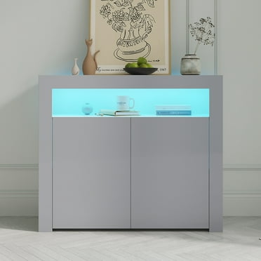 UBesGoo High Gloss TV Stand Storage Cabinet Cupboard Console Table ...