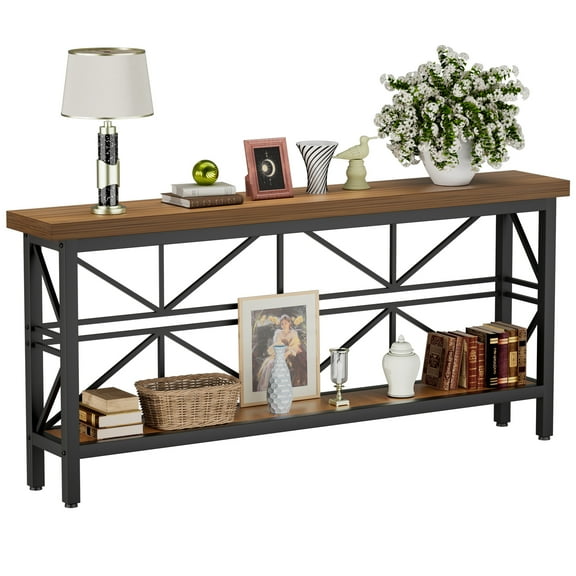 Entryway Table,Narrow Couch Table Behind Sofa,Entry Way Console Tables for Living Room,Foyer,Hallway,Unique Design,Brown