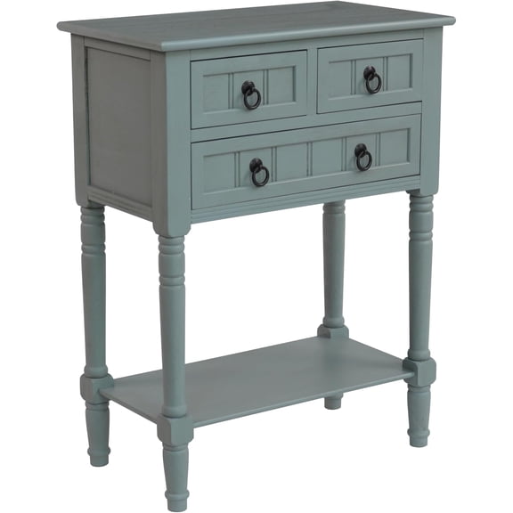 Entryway Table with Storage, Rustic Small Console Table w/ 3 Drawers & Open Bottom Shelf, Skinny Wood Console Table, Narrow Sofa Side Table for Living Room, Foyer, Entry Table, Antique Ice Blue