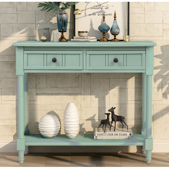 Entryway Table with Storage, SEGMART Console Table with Drawers, Solid Wood Entryway Table with Shelf, Modern Entry Table Console Table for Living Room Entryway Hallway Foyer, Gray