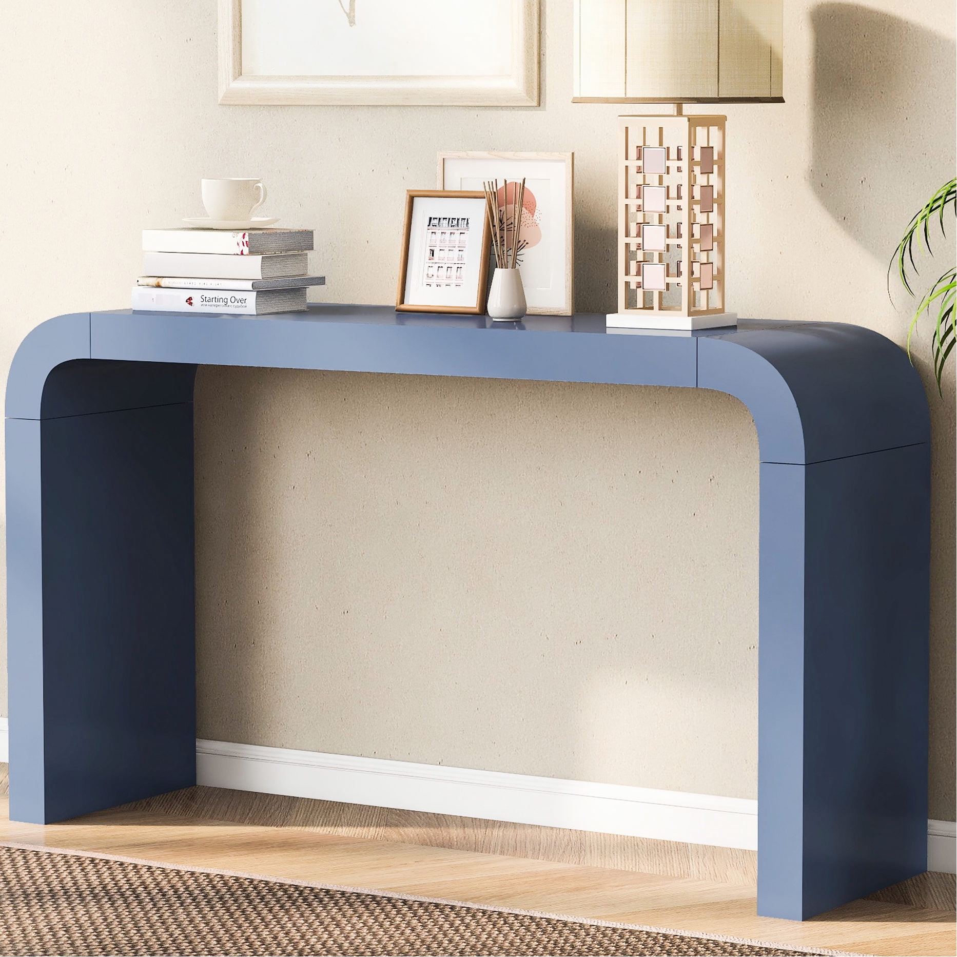 Streamlined Design Table Entryway Table | Streamlined Two - Leg Design for Modern Aesthetic ...