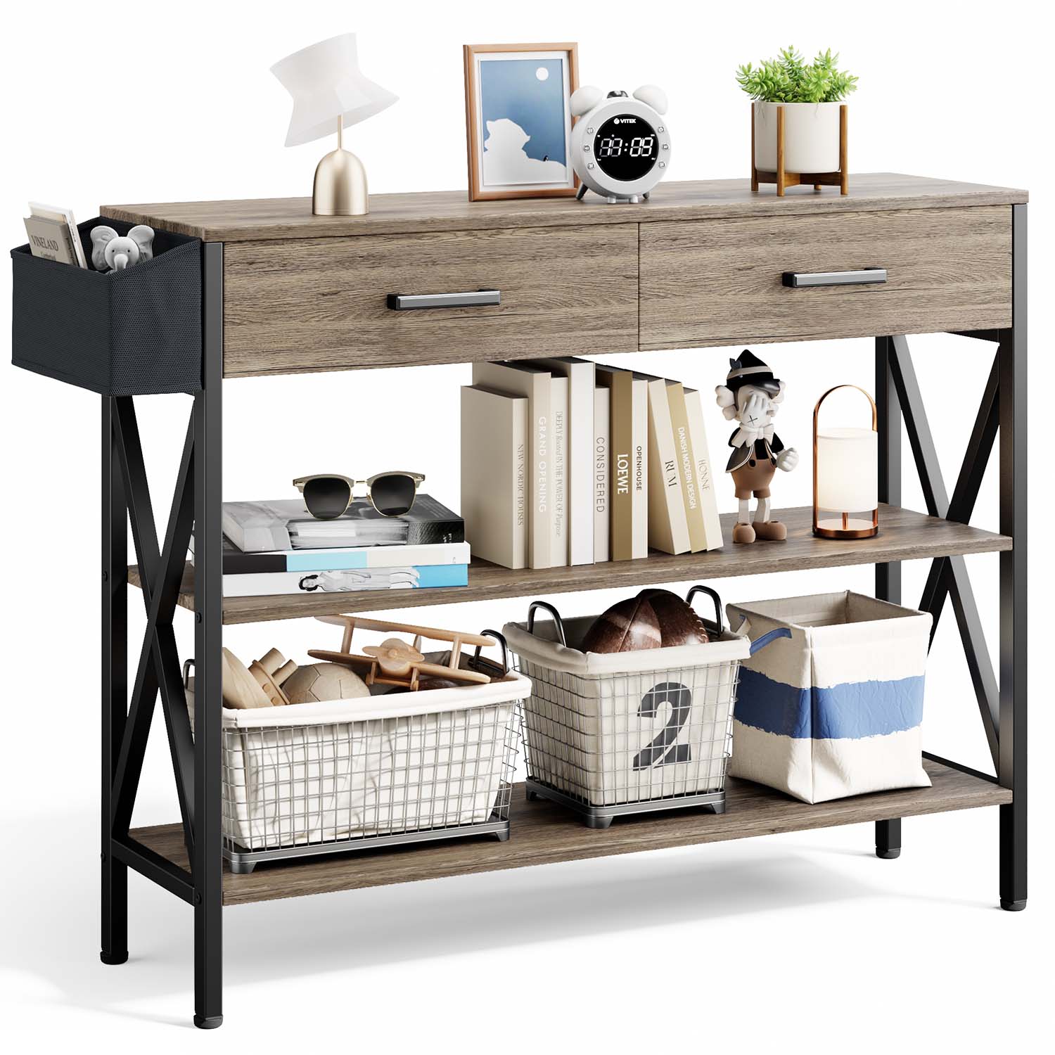  Set Of 2 Console Tables Black