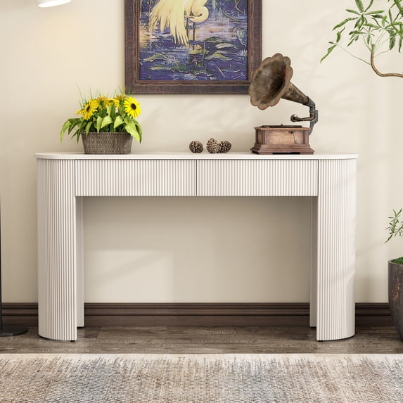Entryway Table with Fluted Design, Modern Console Table with Storage ...