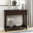 thumbnail image 1 of Entryway Table with Solid Wood Legs Console Table Traditional Design with Two Drawers and Bottom Shelf Sofa Table, 1 of 7