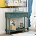 thumbnail image 1 of Entryway Table with Solid Wood Legs Console Table Traditional Design with Two Drawers and Bottom Shelf Sofa Table, 1 of 7