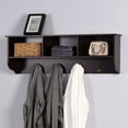 thumbnail image 1 of Entryway Wall Mounted Coat Rack with 4 Dual Hooks, Space-Saving Living Room Wooden Storage Shelf with 3 Storage Cubbies, Hanging Shelf Cubby Coat Rack Organizer for Bathroom, Living Room, Kitchen, 1 of 6