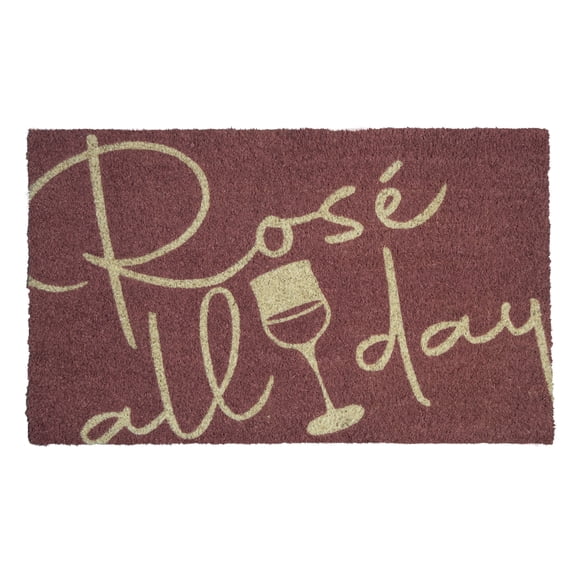 Entryways 28"L Rectangular Blush and Natural Coir Indoor Outdoor Ros All Day Doormat w/Backing, Non-Slip, Eco Friendly, Home Dcor Accessory