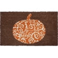 thumbnail image 1 of Entryways Halloween Scrolled Pumpkin Coir Indoor Outdoor Doormat, 17" x 28", Brown and Orange, 1 of 7