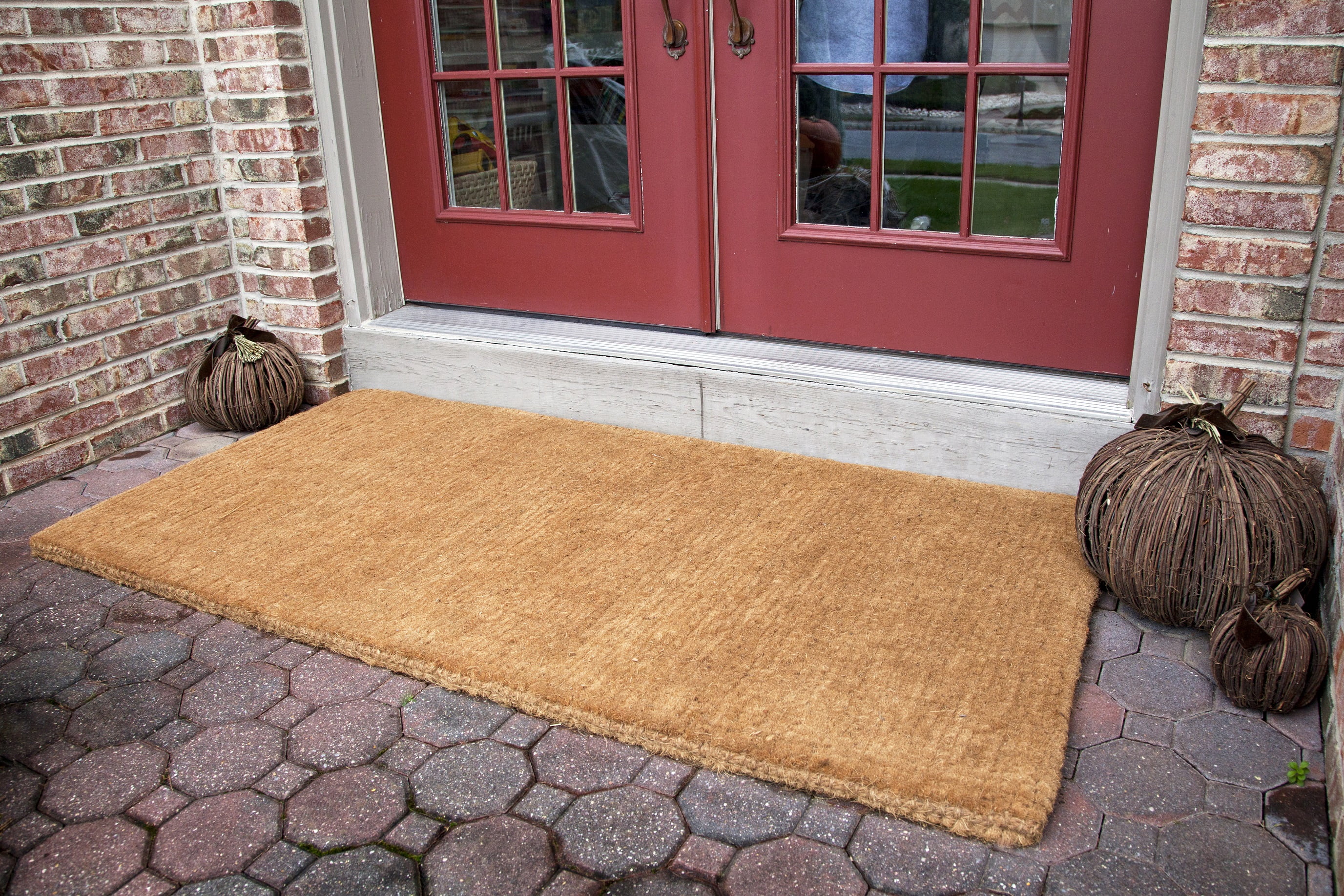 Entryways Thick Handwoven Coconut Fiber Indoor Outdoor Doormat, 26'' x  72'', Natural Coir