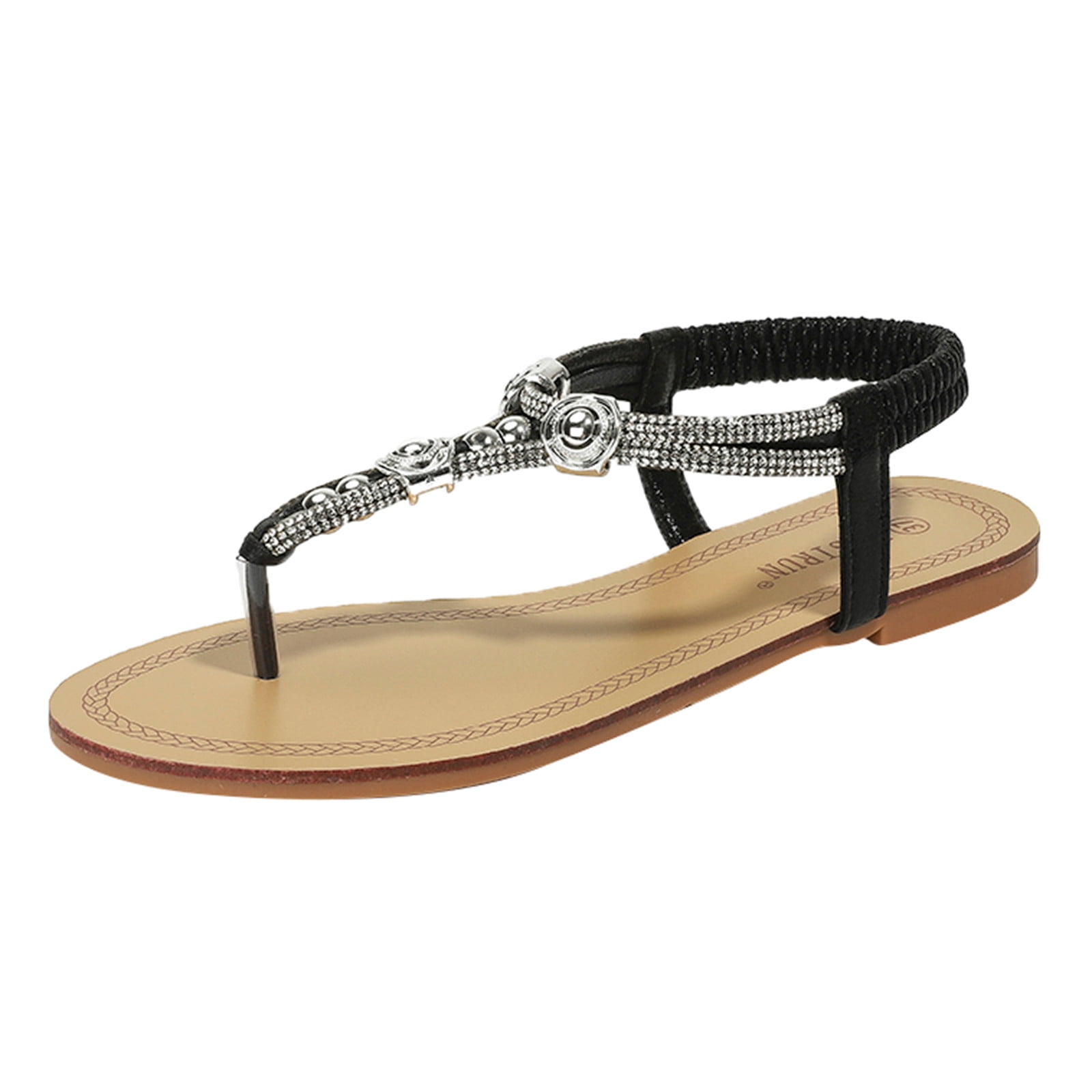 Entyiena Fashion Flat Sandals for Women Comfortable Arch Support Dressy