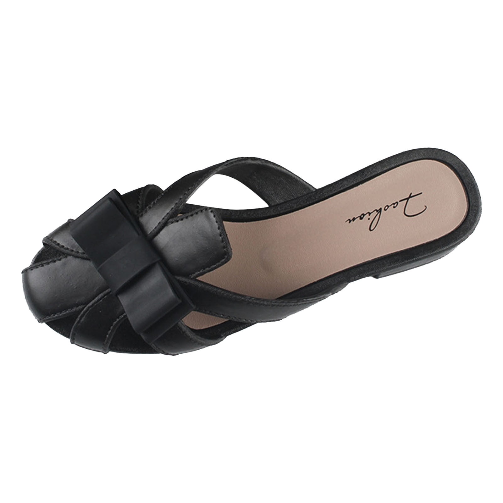 Entyiena Women's Slide Flat Sandals Women’s One Band Ankle Strap Buckle