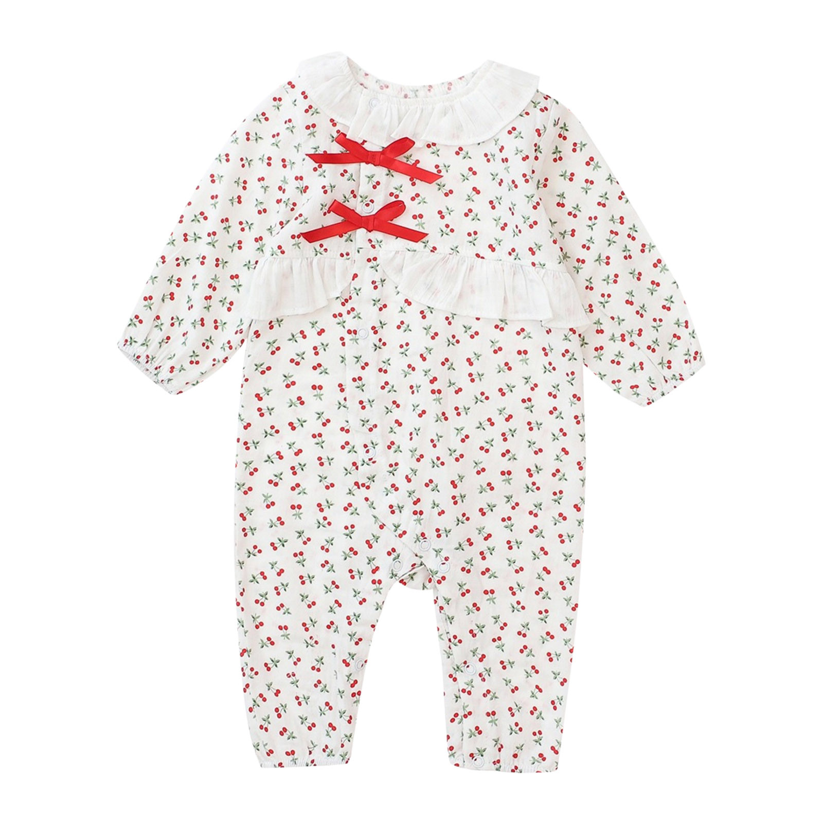 Entyinea Baby Girls Romper Bodysuit Long Sleeve Jumpsuit Bodysuit Clothes Outfits 3Y Red