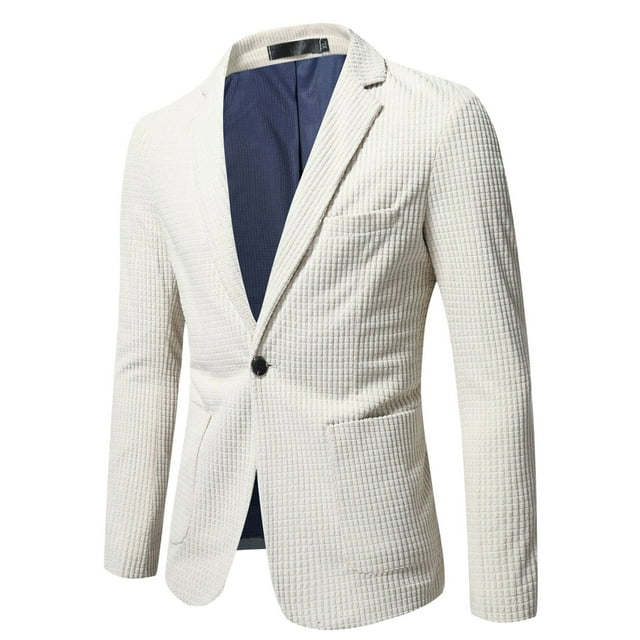 Entyinea Blazer Jacket for Men Fashion Plaid Lapel Slim Fit Blazer ...