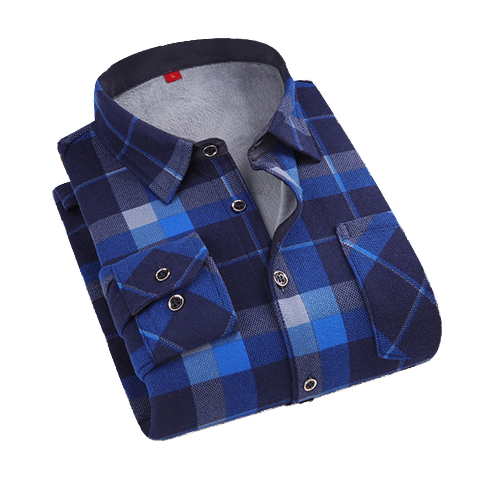 Entyinea Button-Up Shirt for Men Fashion Two Pocket Long Sleeve Snap ...
