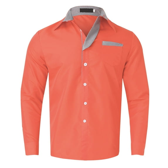 Entyinea Button-Up Shirt for Men Regular Fit Plaid Long Sleeve Shirts A XXL