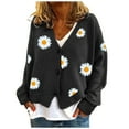 thumbnail image 1 of Entyinea Cardigans for Women Long Sleeve Open Front Knit Sweaters Soft Loose Draped Coat Outerwear Black XL, 1 of 4