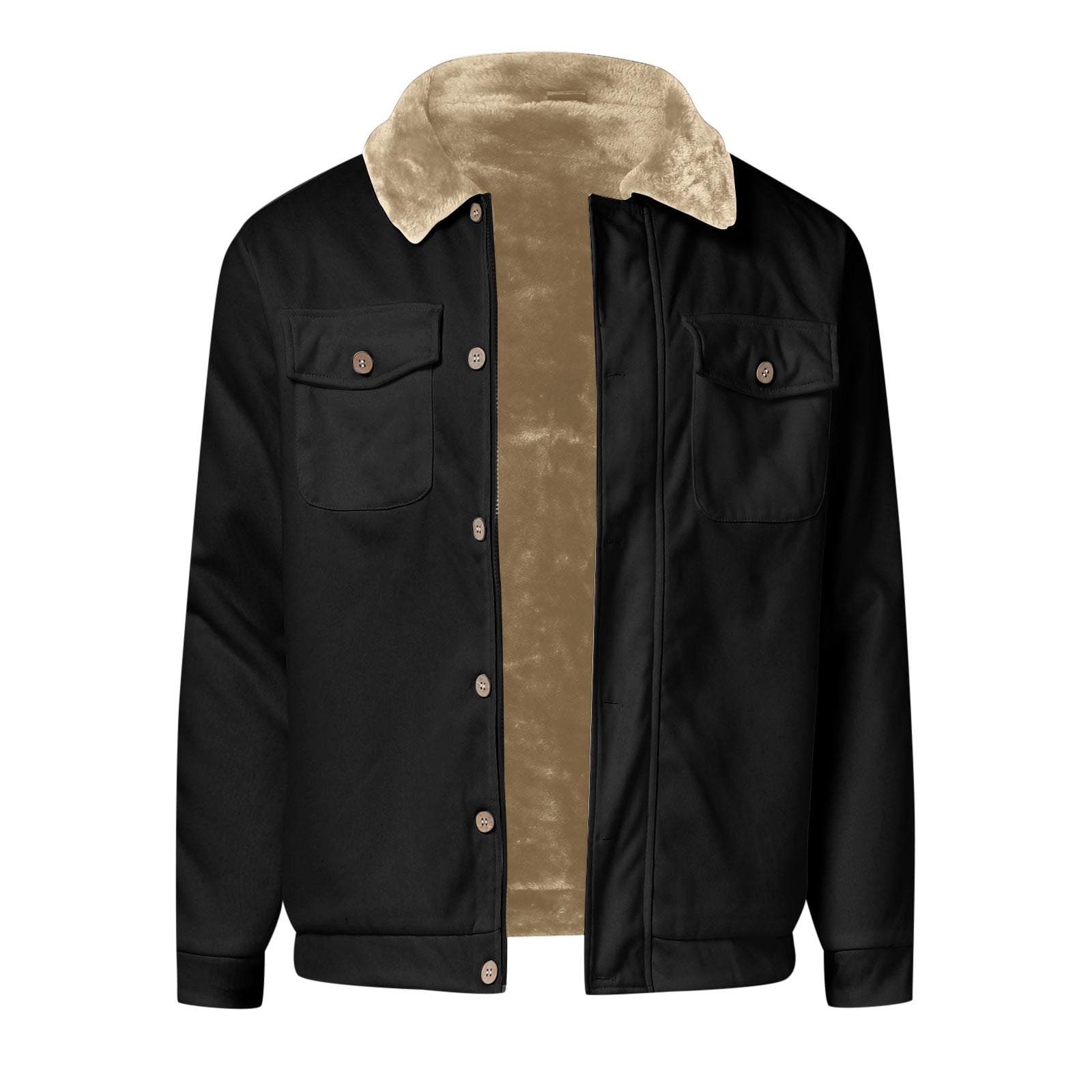 Entyinea Coats for Men Lined Flannel Shirts Button Down Jackets with