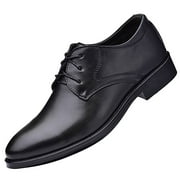 Entyinea Dress Shoes Men Fashion Leather Rugged Casual Oxford Shoe,Black 44