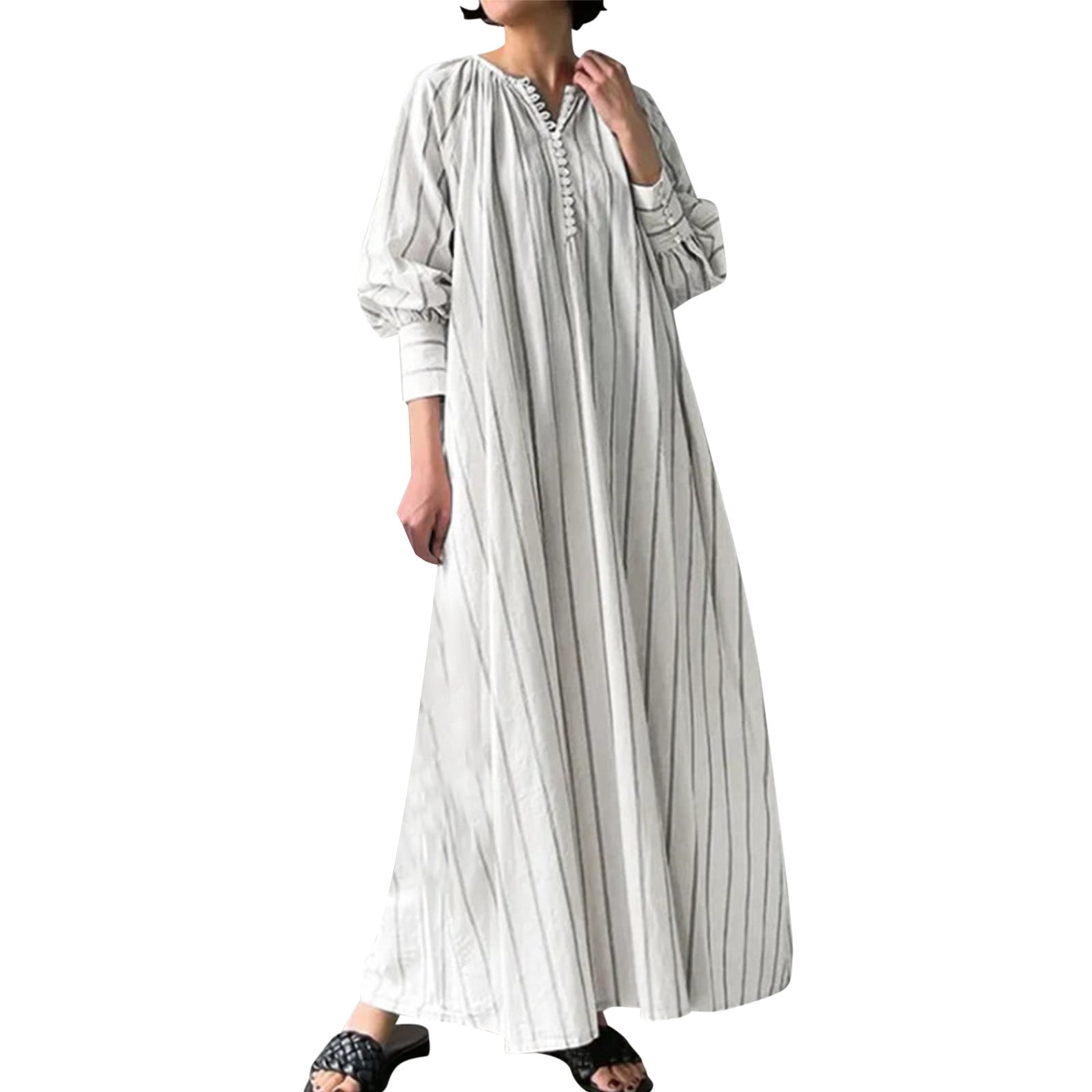 Entyinea Free People Dress Dupes Crew Neck Dress Long Sleeve Sweatershirt Dress with Pockets White 5XL Walmart