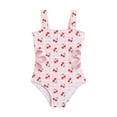 thumbnail image 1 of Entyinea Girl's Tankini Swimsuits Cherry Gingham Printed One Piece Cut Out Checkered Bathing Suit One-Pieces Swimwear Red for 4-5 Years, 1 of 7