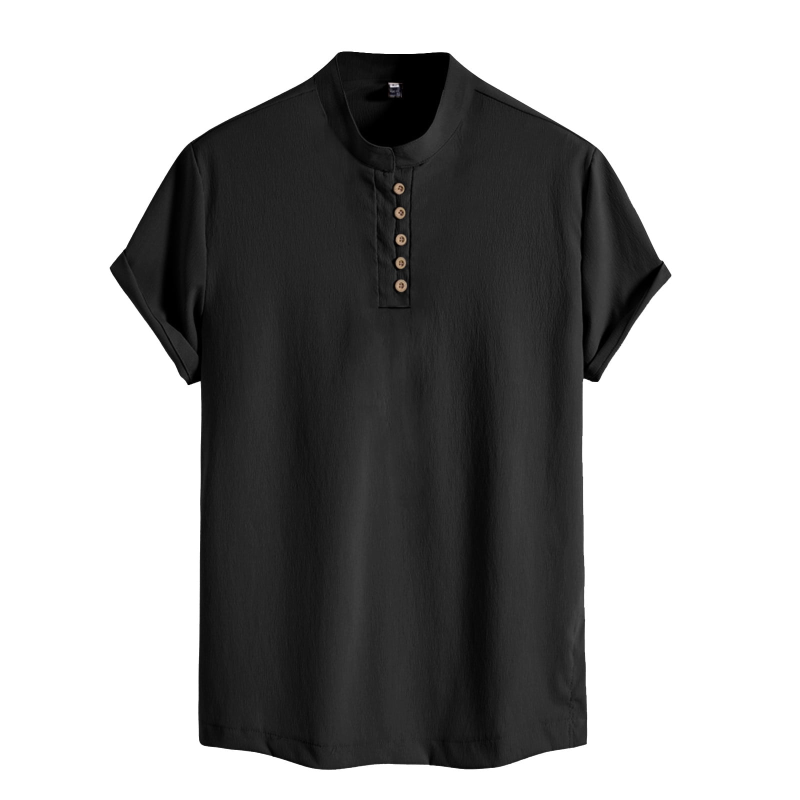 Entyinea Hawaiian Shirt for Men Plaid Formal Top Big and Tall Button Down Shirt,Black XXXL