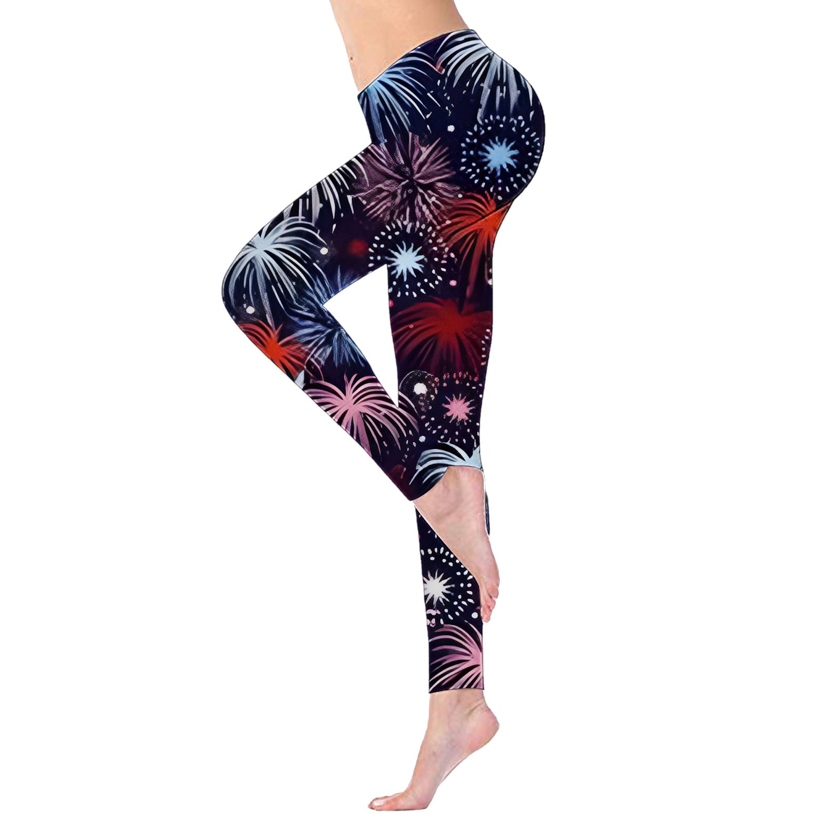 Entyinea Independence Day Leggings for Women,Plus Size Leggings Tummy  Control Printed Yoga Pants 