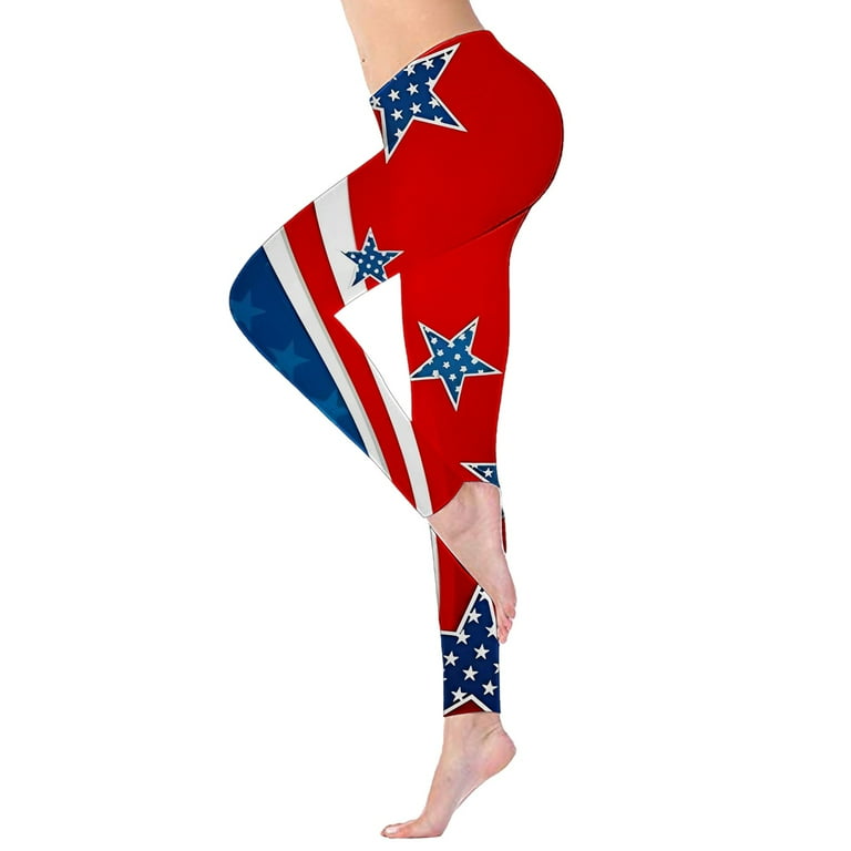 Entyinea Independence Day Leggings for Women,Plus Size Skinny Yoga