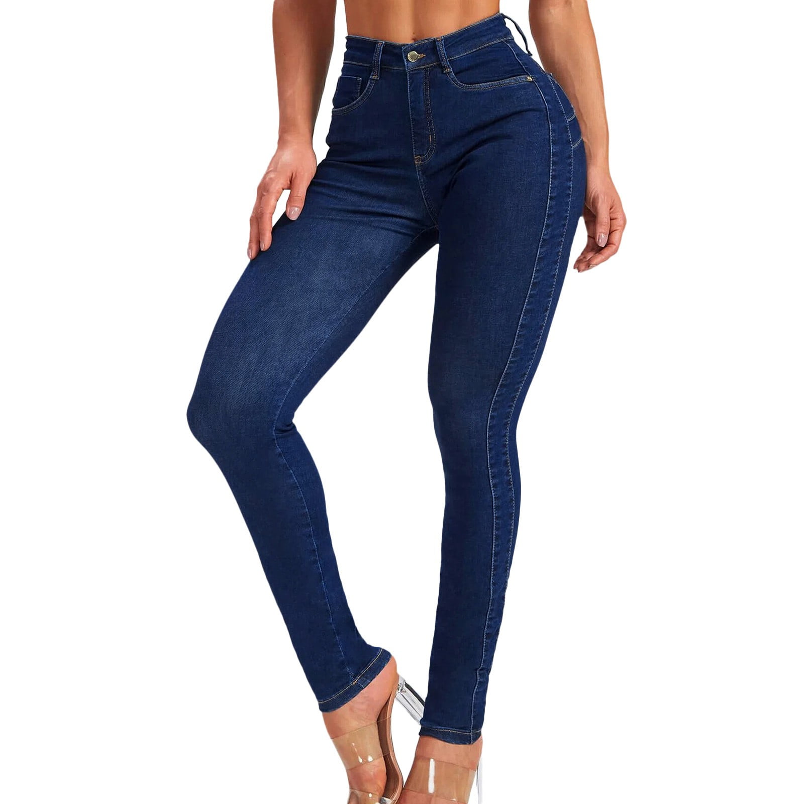 Entyinea Jeans For Women, High Rise Skinny Jeans Stretchy Lift Denim Pants  Dark Blue M 