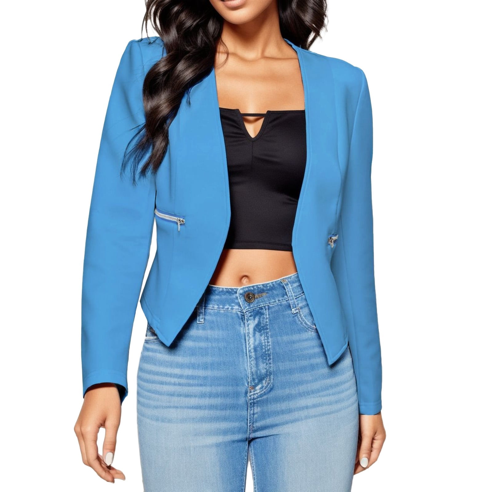 Entyinea Juniors Blazer for Women Double Blazer Long Sleeve Casual