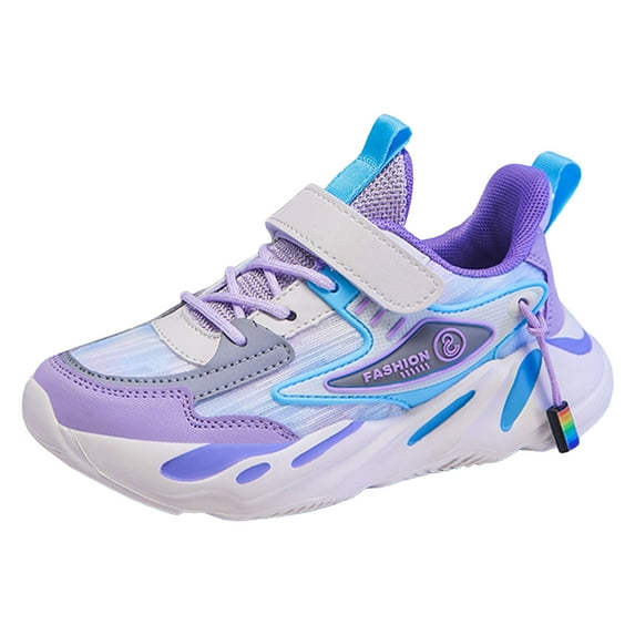 Entyinea Kids Boys Girl Lightweight Running Shoes Breathable Athletic Slip On Casual Walking Sneakers Shoes Purple for Size 12