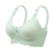 Entyinea Maternity Nursing Bra for Breastfeeding Pregnancy Wireless Bralette with Pads,Beige L