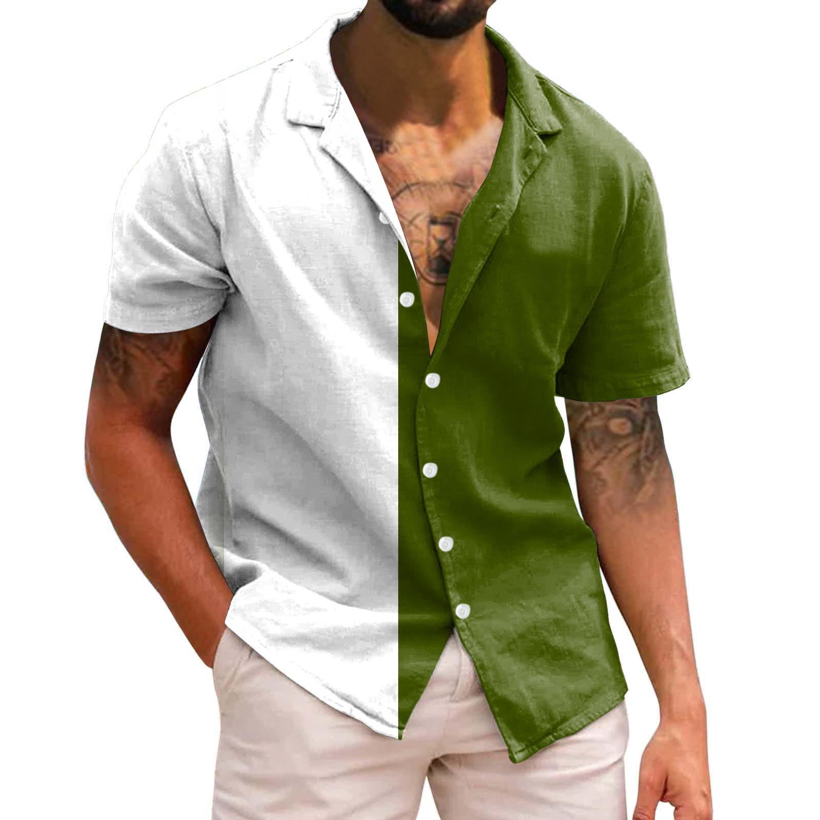 Entyinea Men Summer Button Down Shirts Short Sleeve Free Shirts Summer