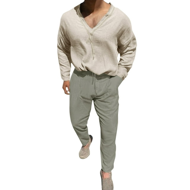Entyinea Men Sweatsuits Sets Two Pieces Sweatshirts+Pant Outfits Mens ...