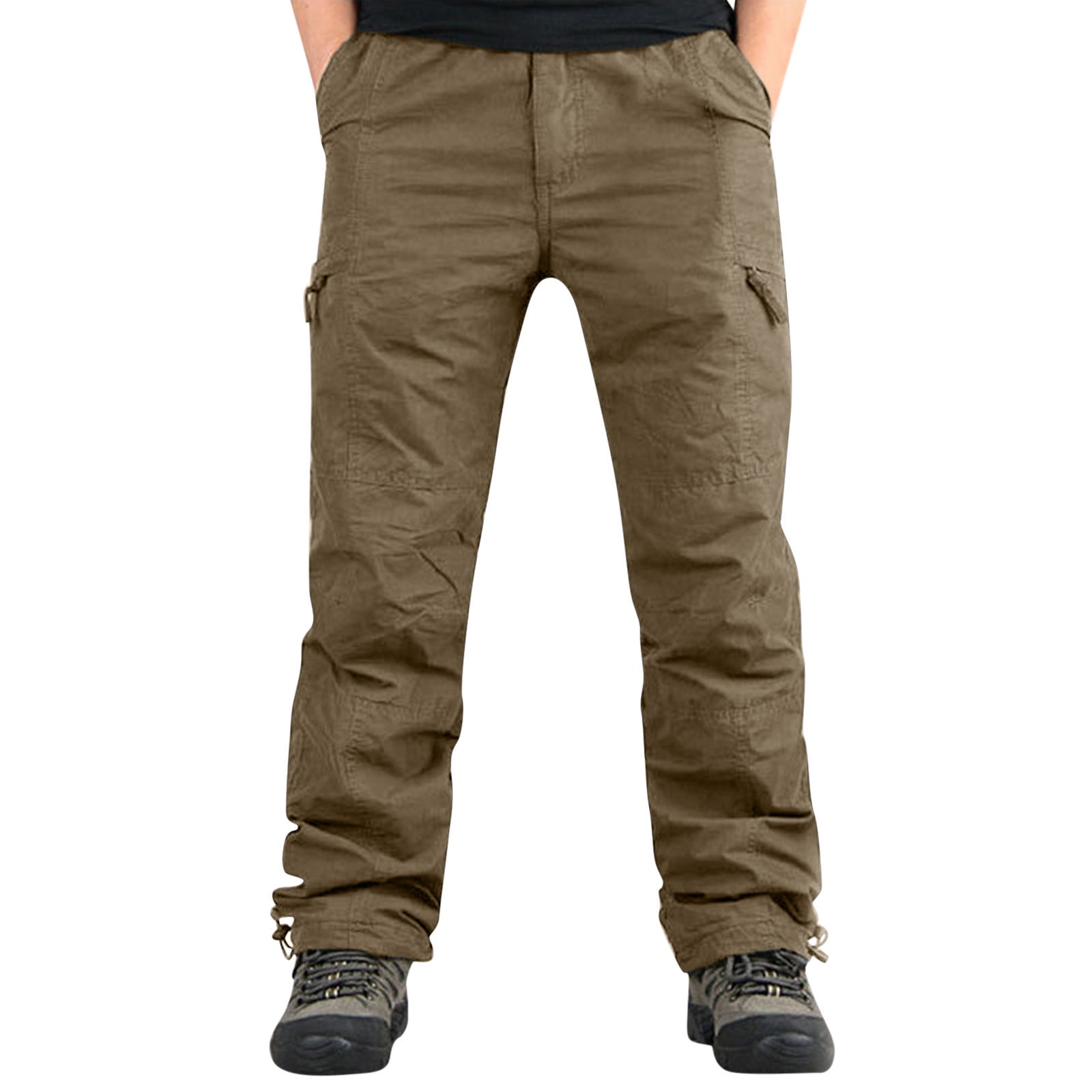 Kayannuo Cargo Pants for Men Deal Men Solid Casual Multiple Pockets Outdoor  Straight Type Fitness Pants Cargo Pants Trousers Army Green