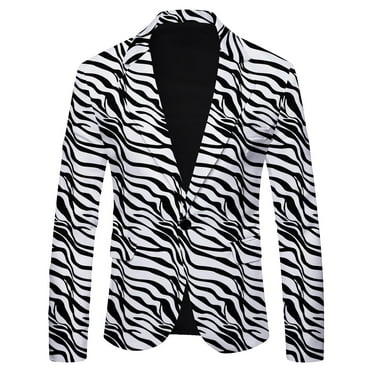 Entyinea Men's Casual Suit Jacket Single Button Solid Color Casual Business Suit Top Jacket XL White