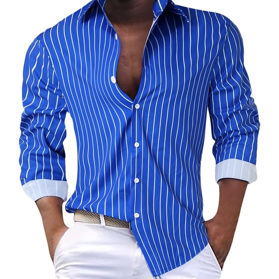 Entyinea Men's Cotton Linen Henley Shirt Long Sleeve Outdoor Shirt Blue L