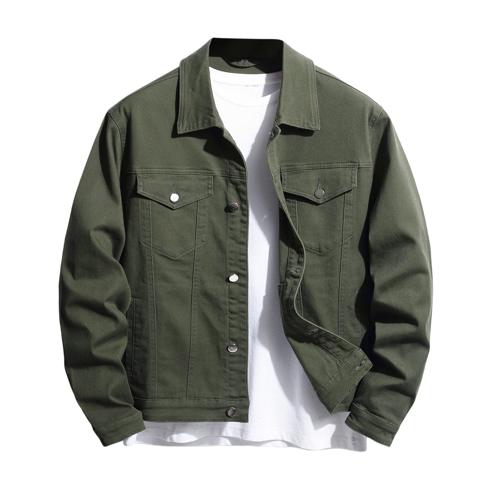 Cropped green jean jacket deals
