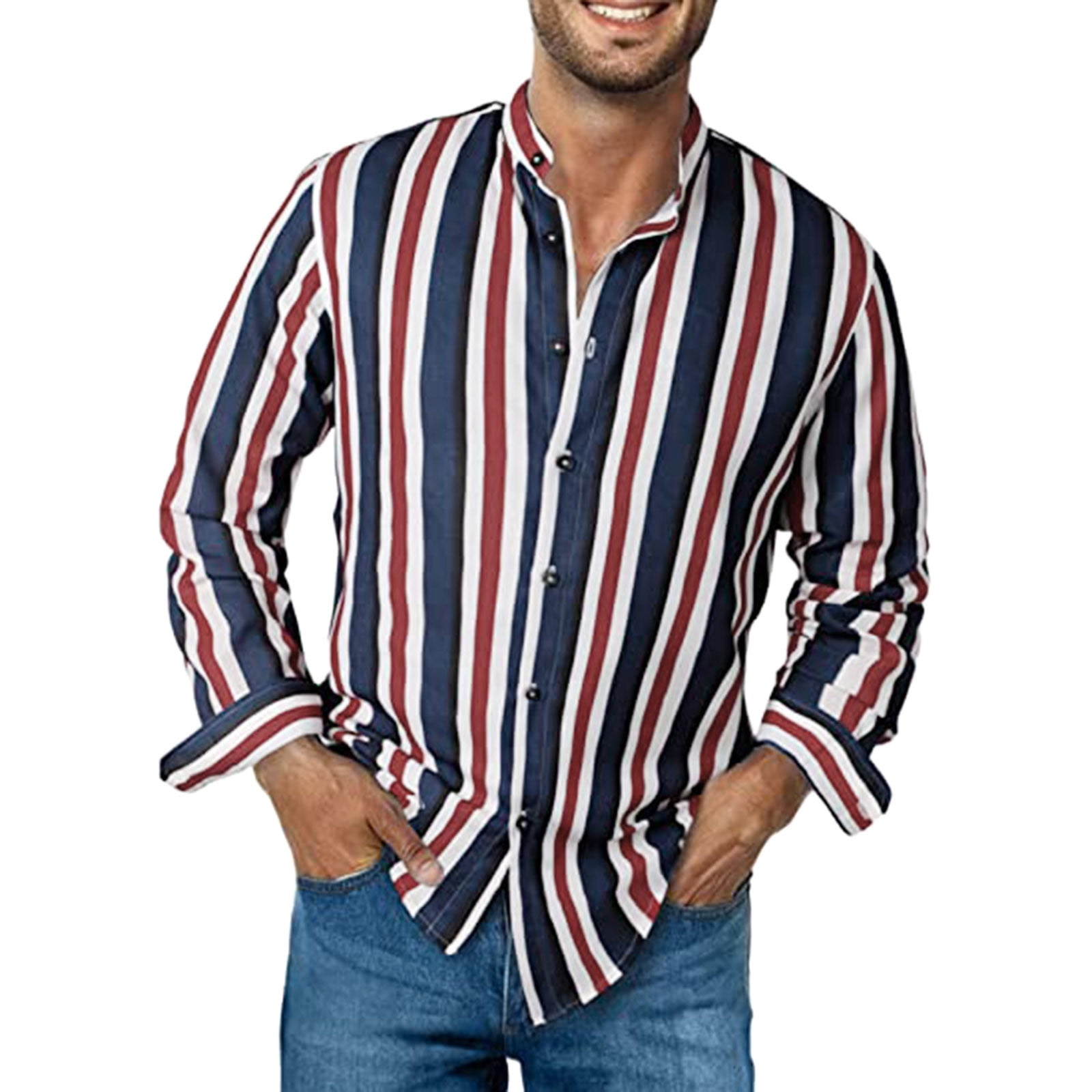 Entyinea Men's Dress Shirts Free Long Sleeve Button Down Shirt Navy XXL