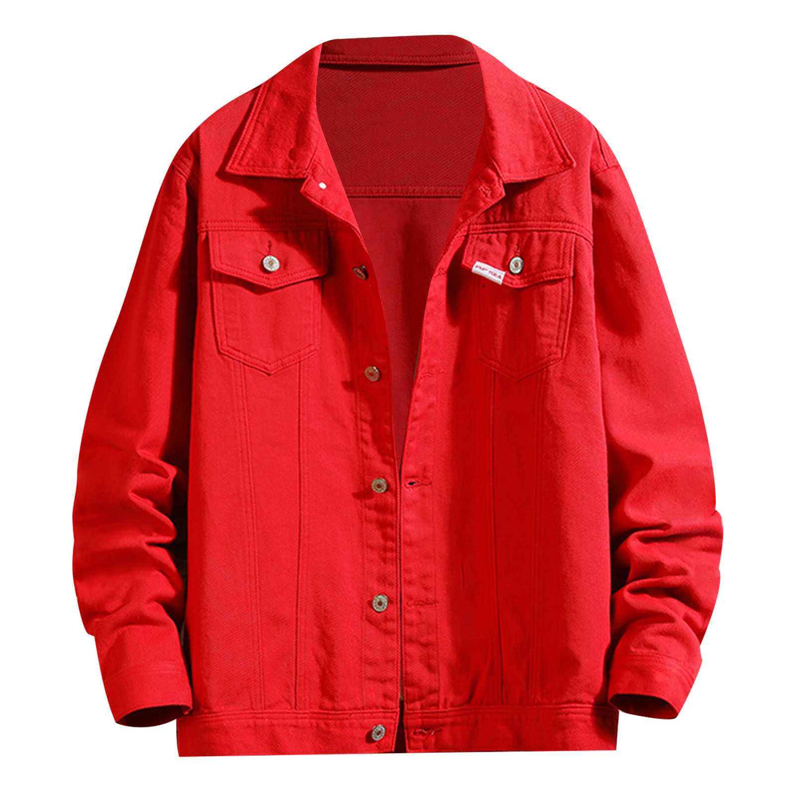 Entyinea Men s Jackets for Cold Weather Button Down Long Sleeve Casual Shacket Coats Outwear Red M Walmart