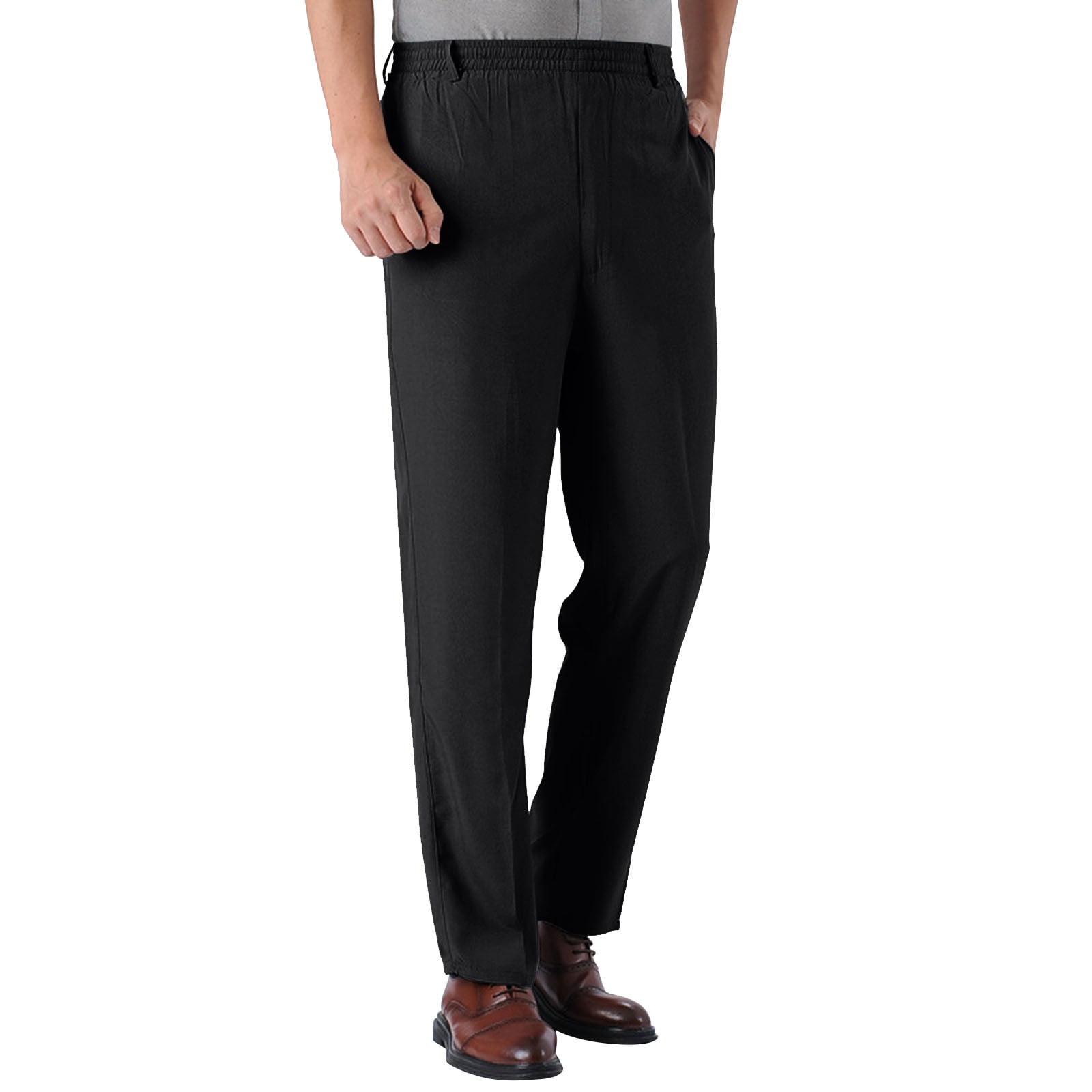 Entyinea Men s Lightweight Sweatpants Big and Tall Elastic Wasit Cotton Joggers Sweatpants Black 5XL Walmart