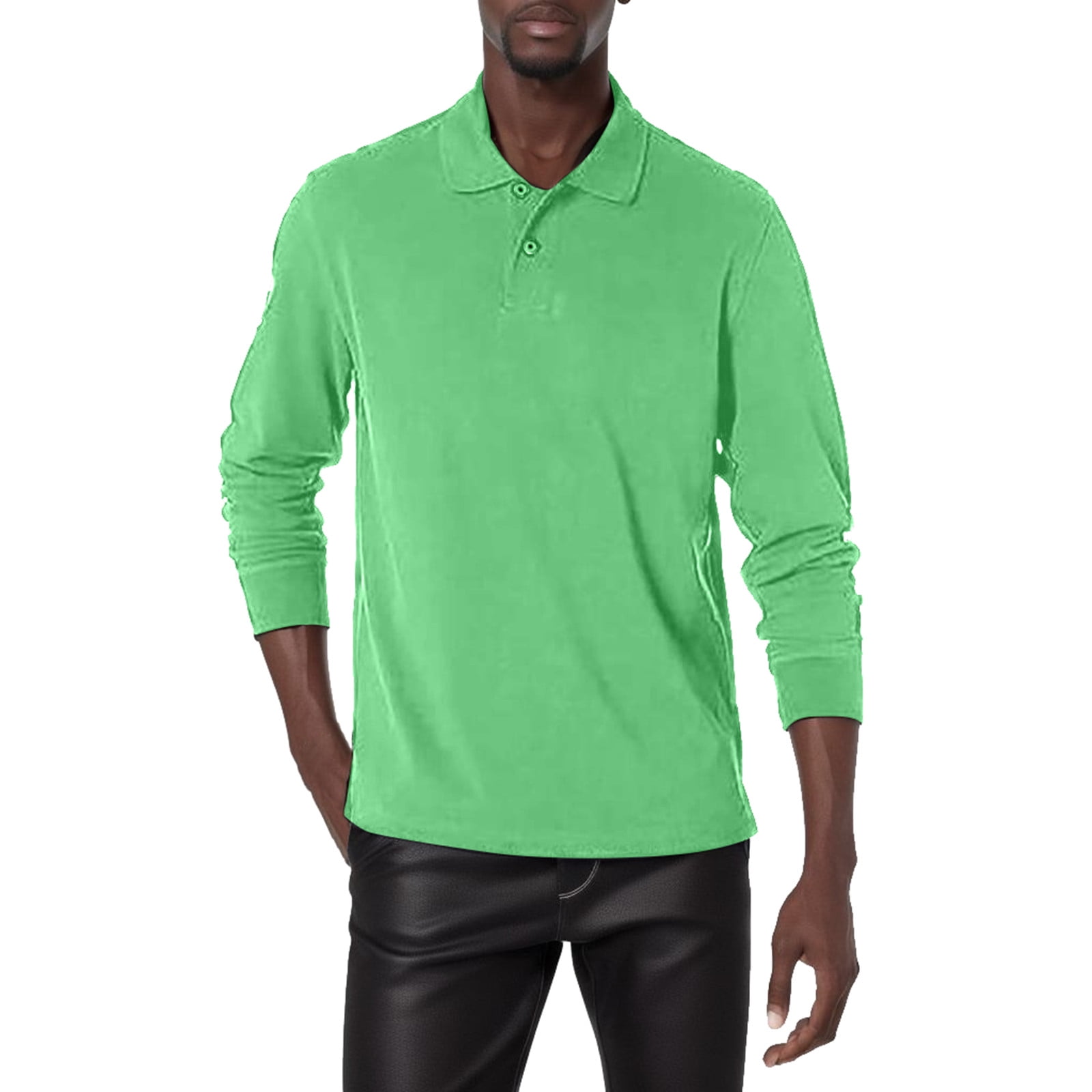 Entyinea Men's Long Sleeve Polo Shirts Long Sleeve Casual Dress Shirts ...