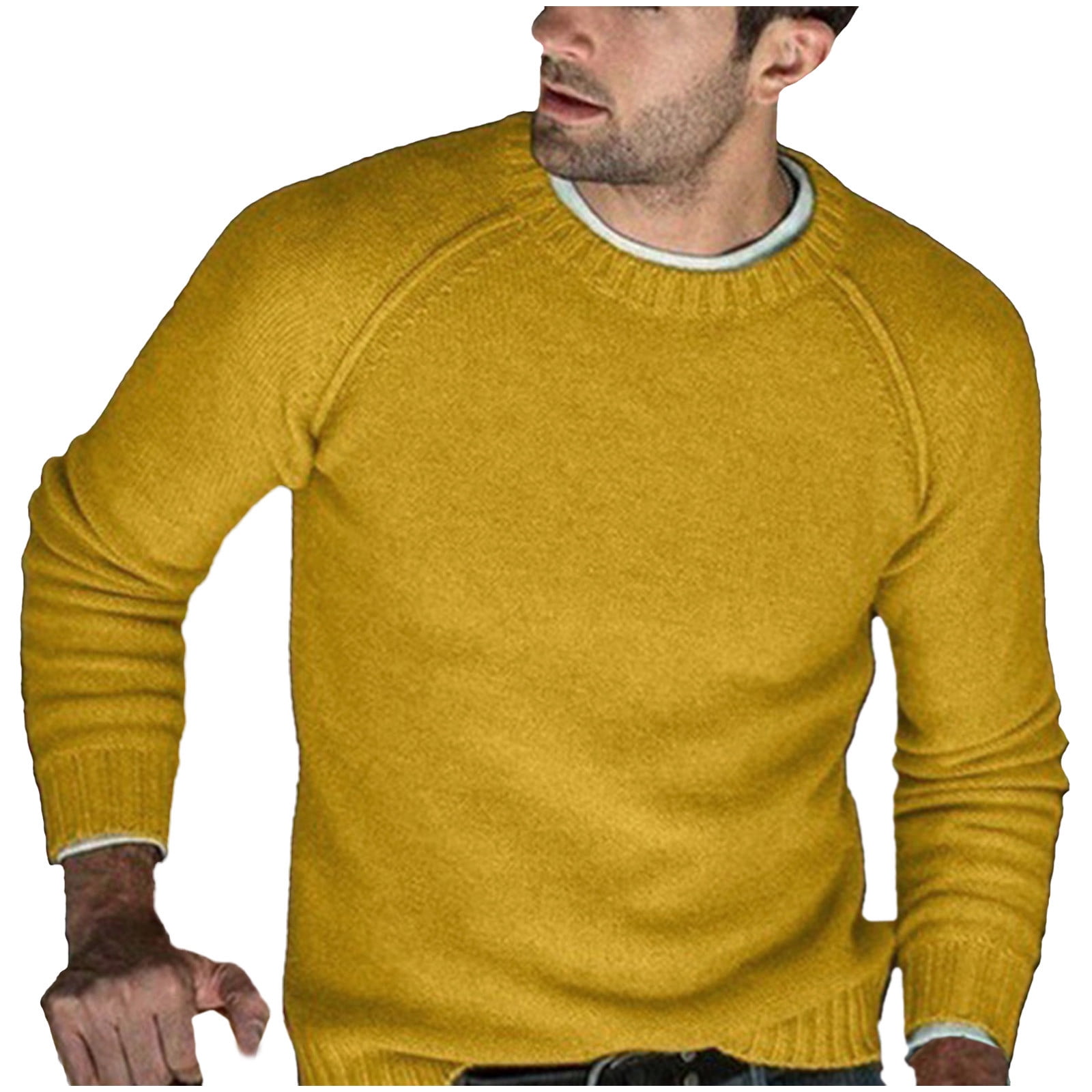 Entyinea Men's Pullover Sweater Wool Blend Relaxed Fit VNeck Long
