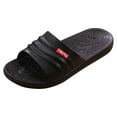 thumbnail image 1 of Entyinea Men's Rubber Slide Sandal Non-Slip Massage Foam Shower Bathroom Womens Mens Sandals, Soft Comfortable Platform Open Toe Shoes,Black 11, 1 of 4