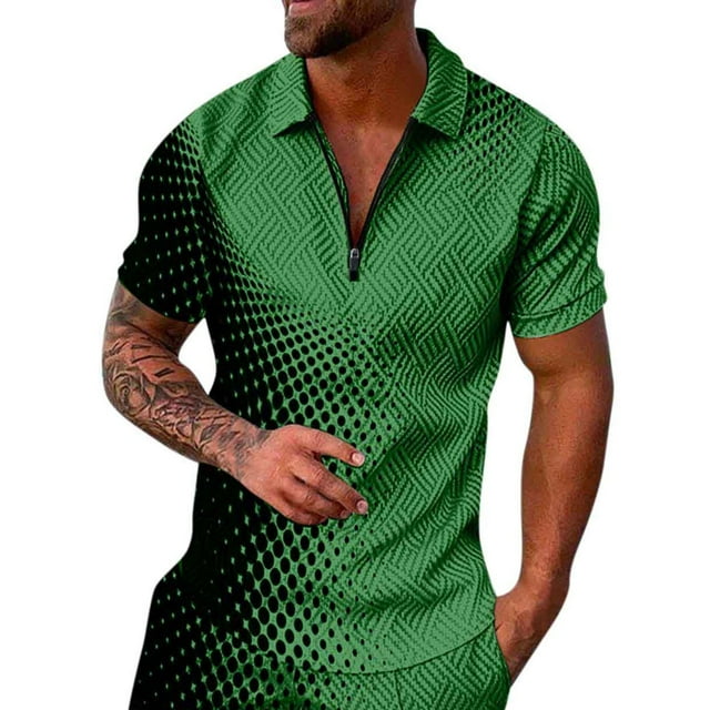 Entyinea Men's Slim-Fit Cotton Polo Shirt Quick-Dry Short Sleeve ...